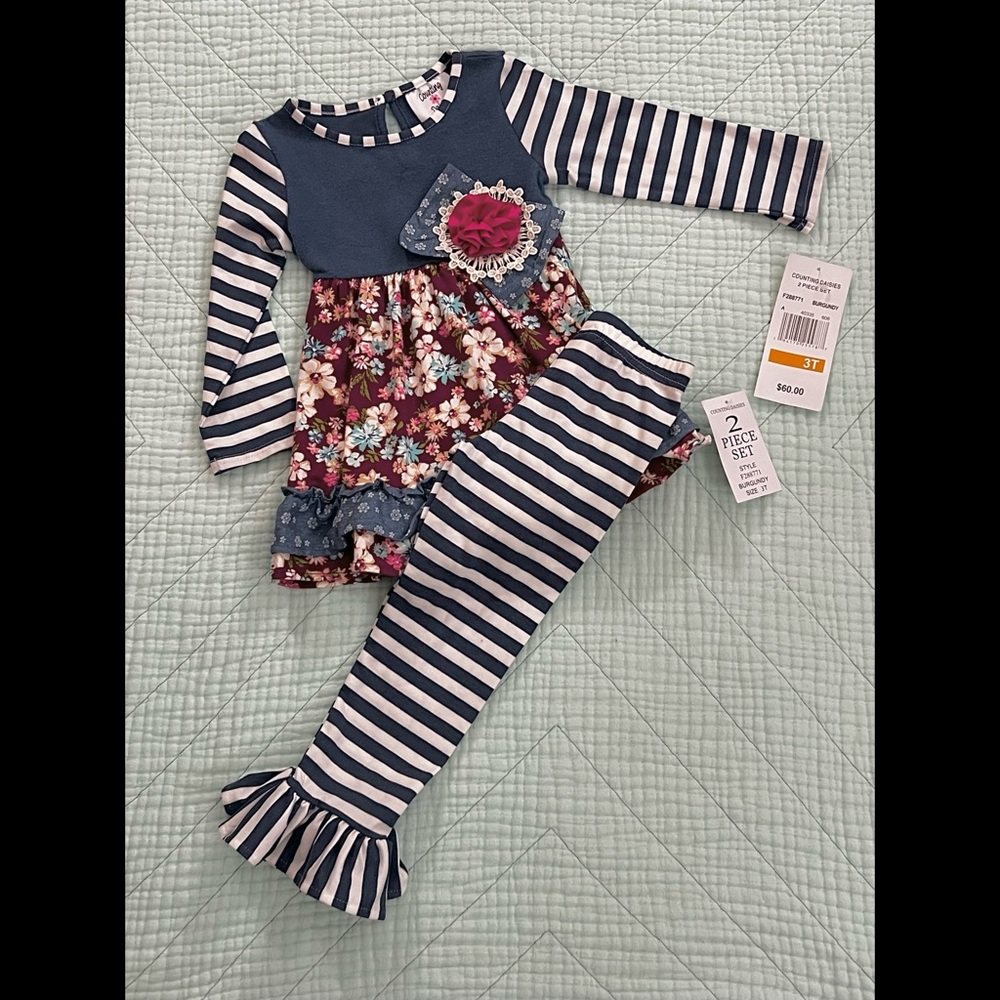(( NWT. )) Counting Daisies 2-Piece Adorable Set. - - - Size : 3T.